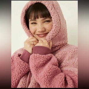 PINK Victoria's Secret Pink Varsity Sherpa Half Zip Sweater Jacket